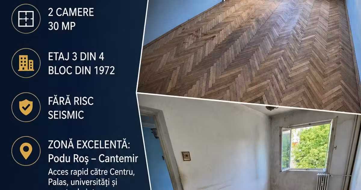 Apartament de vânzare cu 2 camere în zona Podu Roș, Iași