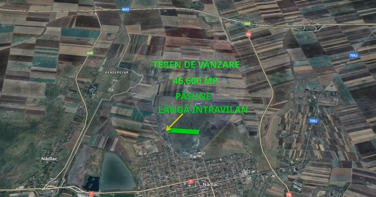 Teren extravilan de vânzare de 46600 mp, în Nădlac