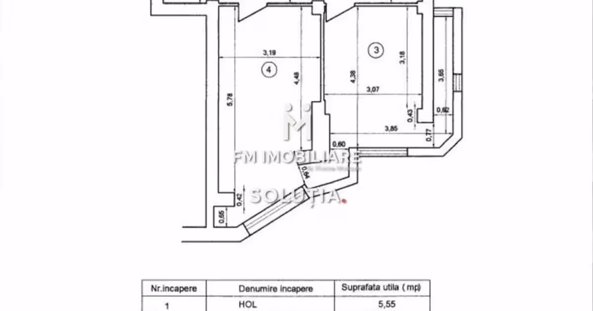 Apartament de vânzare cu 2 camere în zona Ultracentral, Baia Mare