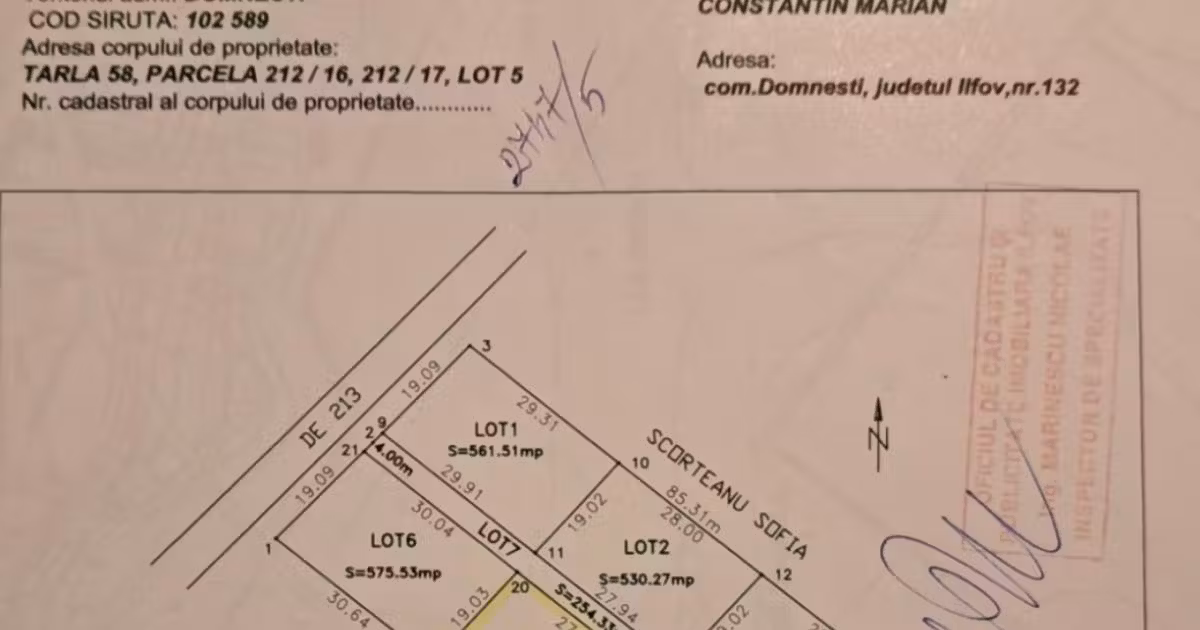 Teren Construcții intravilan de vânzare de 530 mp, în Domnești