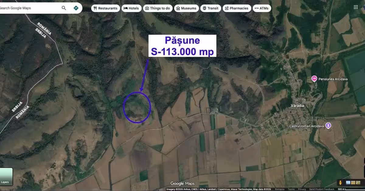 Teren agricol extravilan de vânzare de 113000 mp, în Vărădia