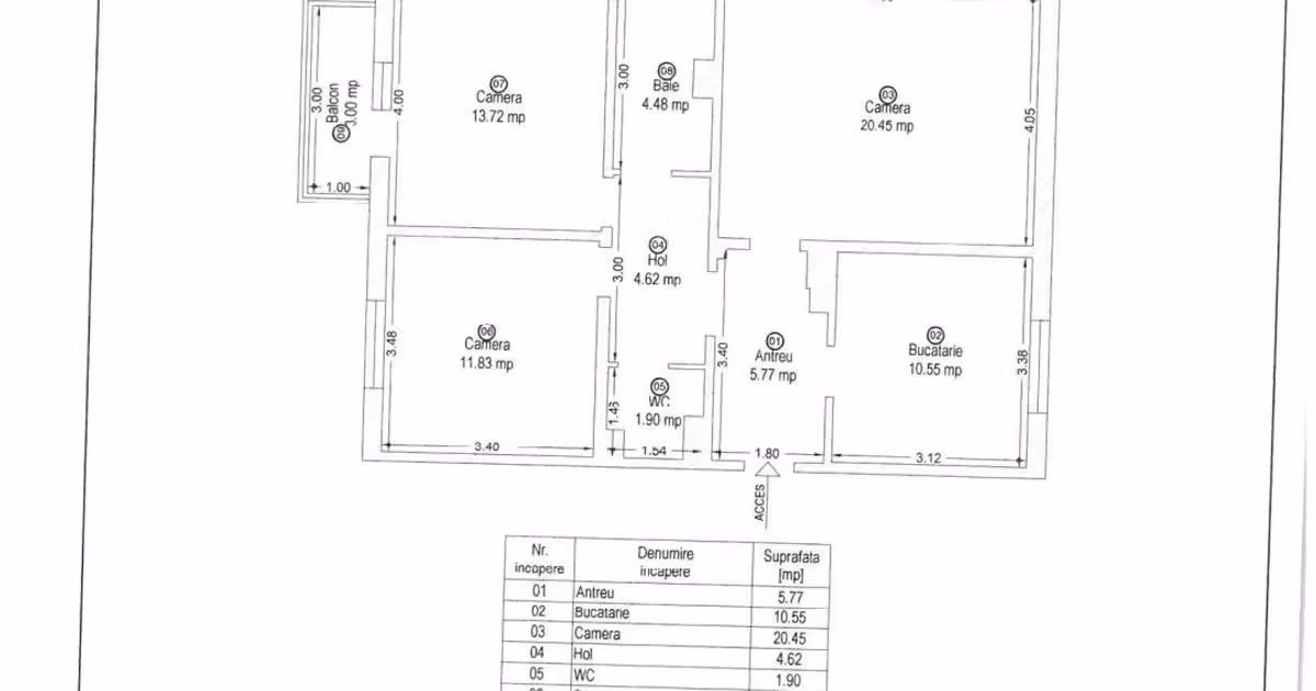 Apartament de vânzare cu 3 camere în zona Steaua, Timișoara