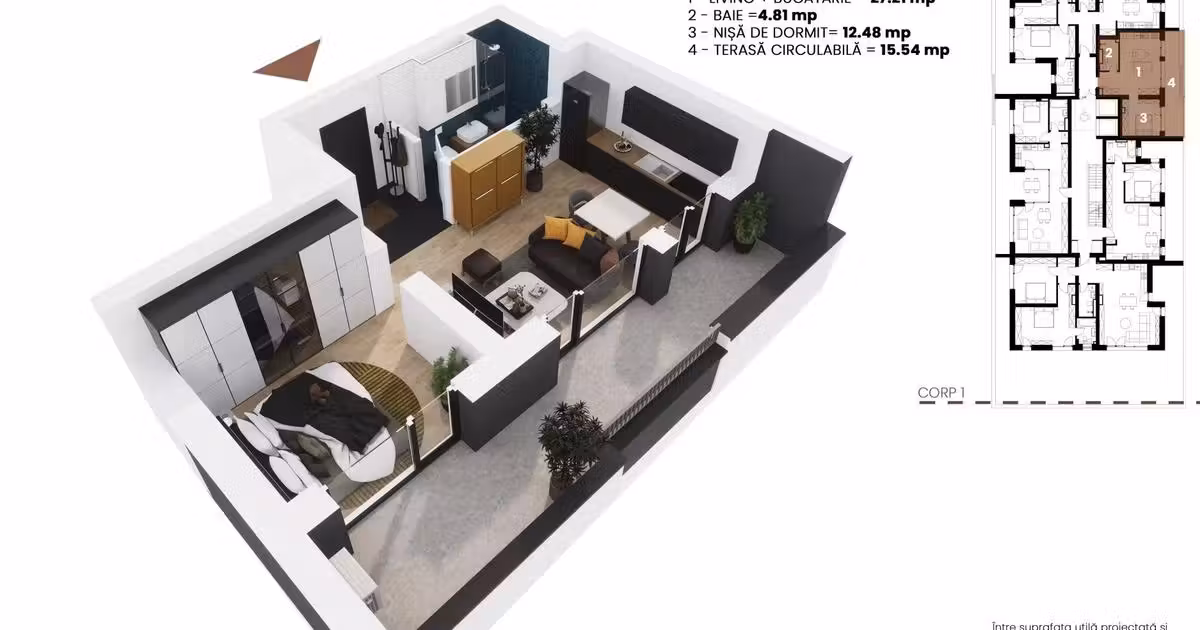 Apartament de vânzare cu 2 camere în zona Bucovina, Timișoara