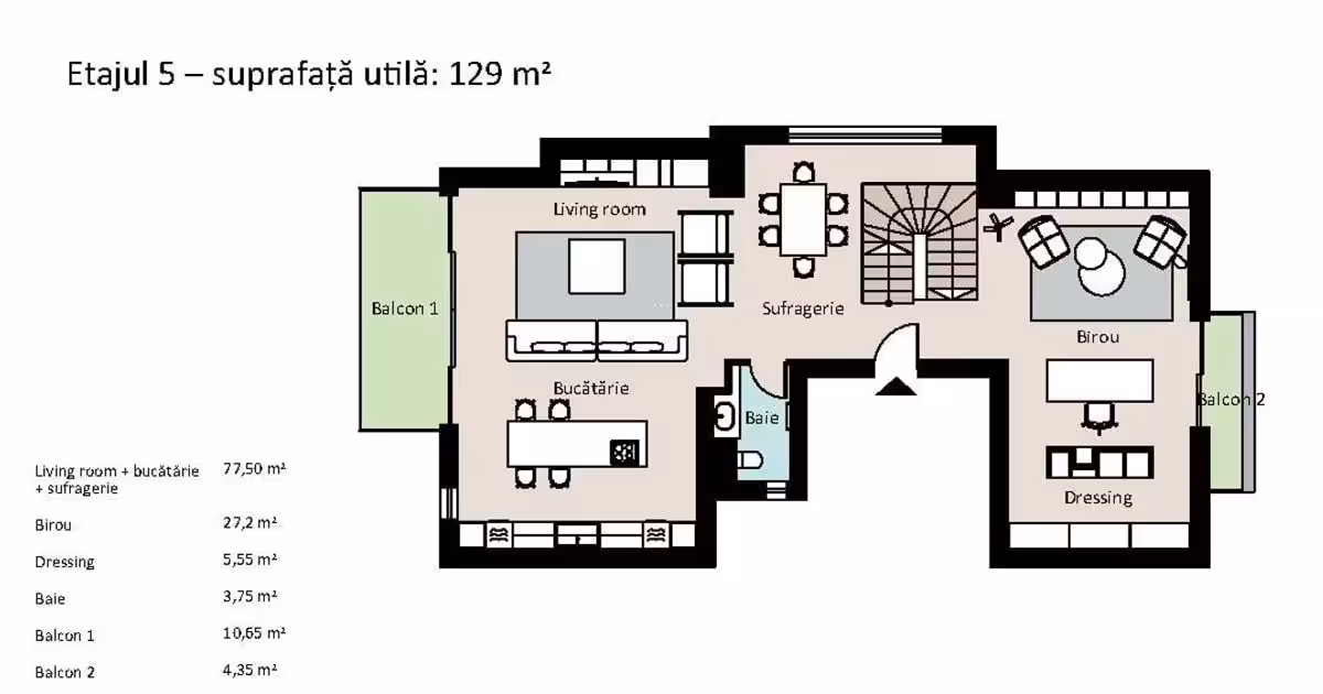 Penthouse de vânzare cu 4 camere, mobilat în zona Primăverii, Sector 1