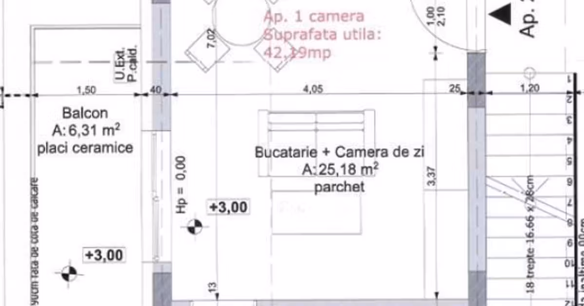 Apartament de vânzare cu 2 camere în Florești