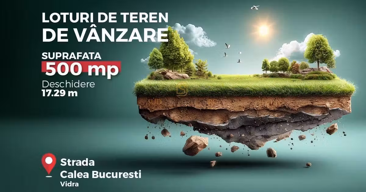Teren Construcții intravilan de vânzare de 500 mp, în Vidra
