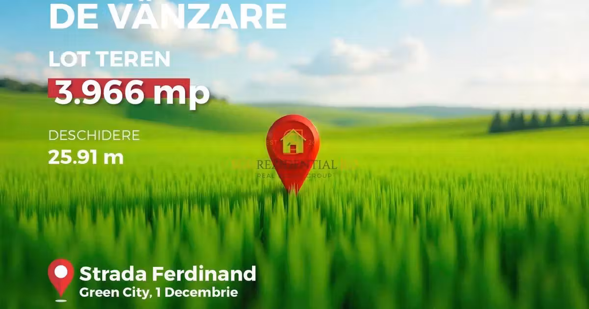 Teren Construcții intravilan de vânzare de 3966 mp, în 1 Decembrie