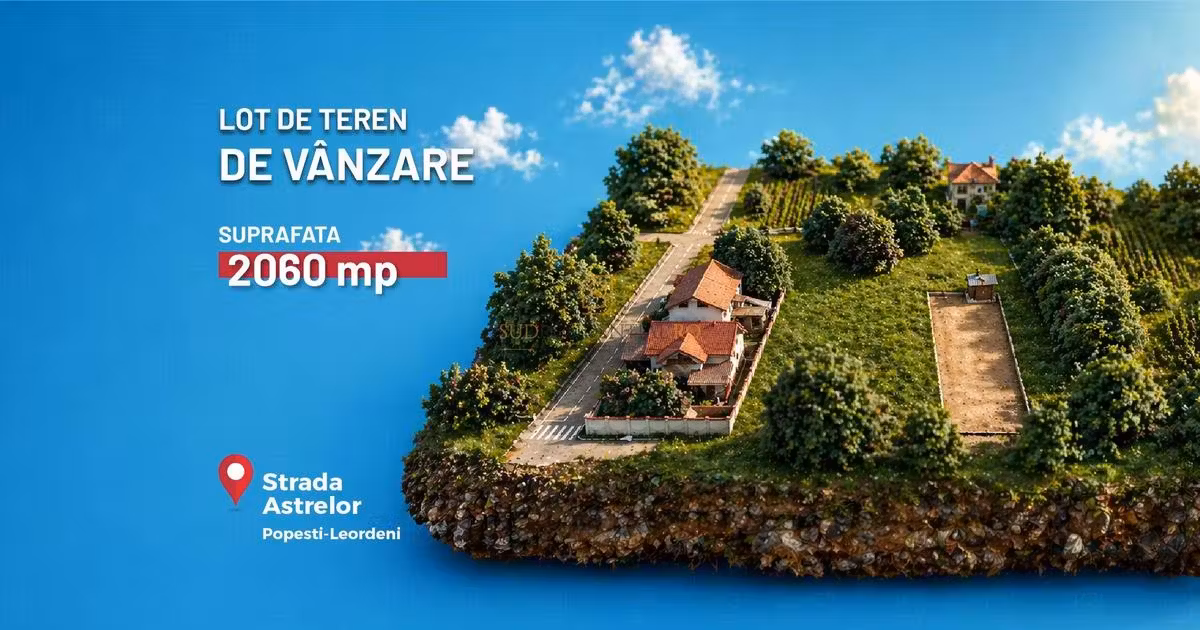 Teren Construcții intravilan de vânzare de 2060 mp, în Popești-Leordeni