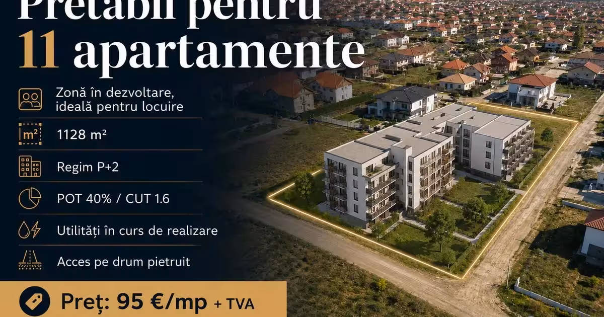 Teren Construcții intravilan de vânzare de 1128 mp, în Moșnița Nouă