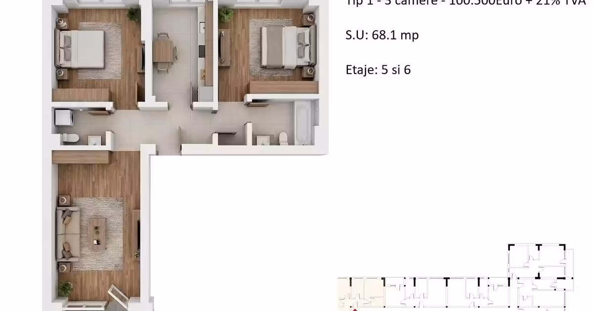 Apartament de vânzare cu 3 camere în zona Berceni, Sector 4