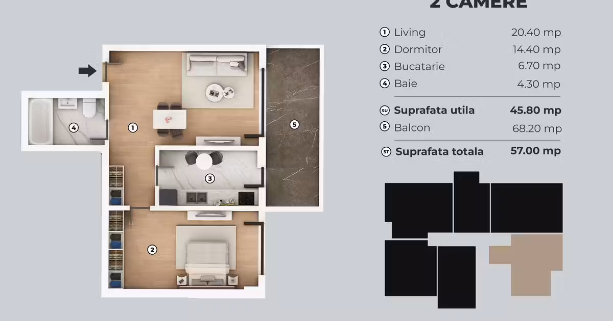 Apartament de vânzare cu 2 camere în zona Metalurgiei, Sector 4