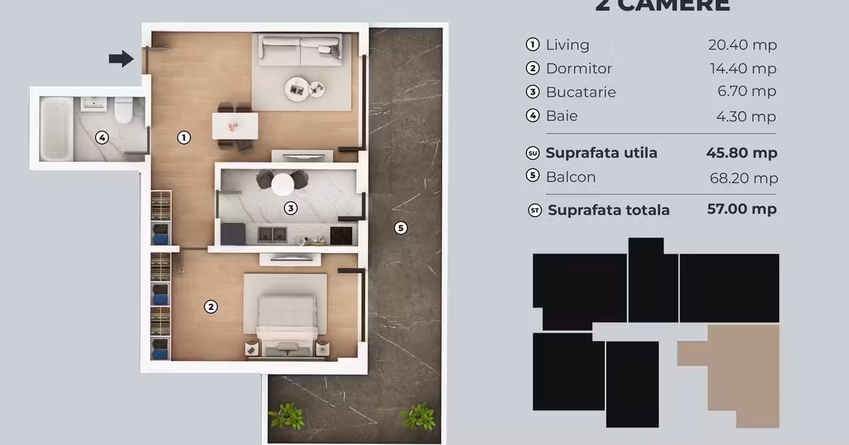 Apartament de vânzare cu 2 camere în zona Metalurgiei, Sector 4