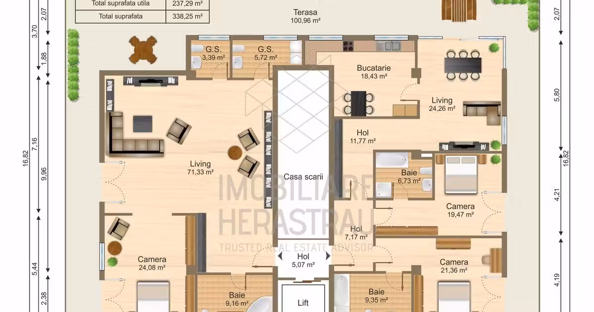 Penthouse de vânzare cu 4 camere, mobilat în zona Herăstrău, Sector 1