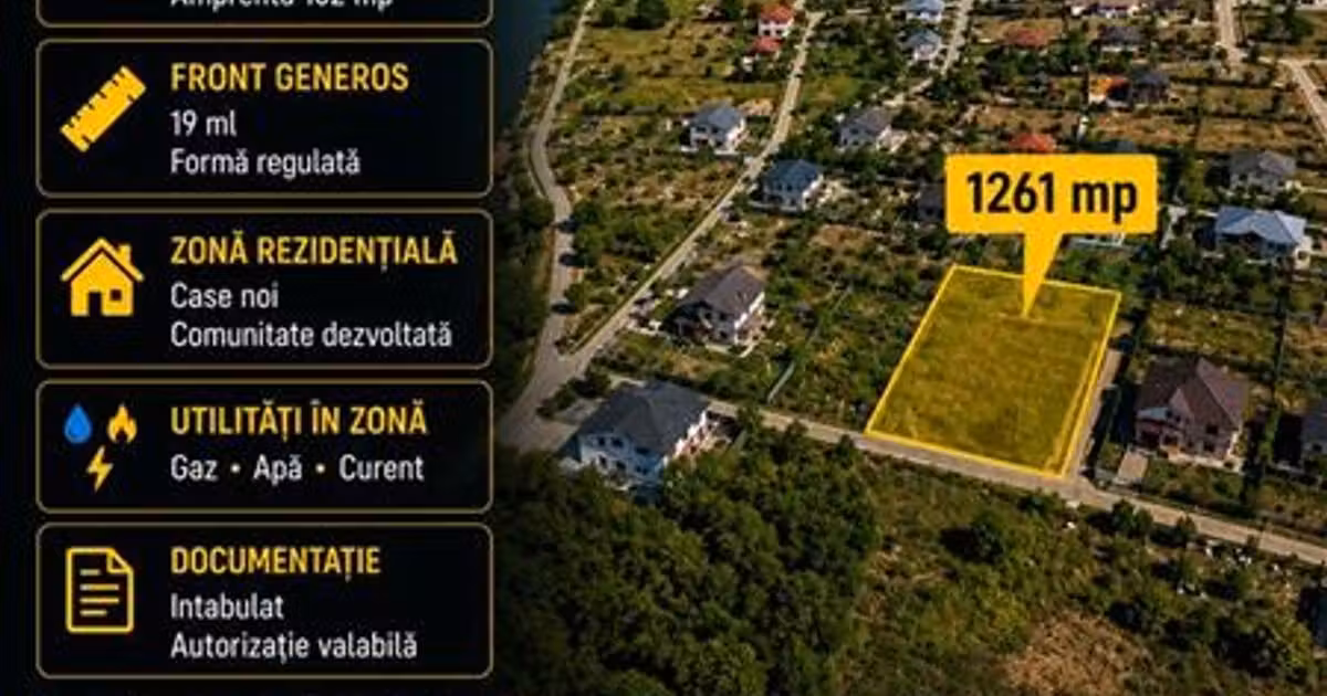 Teren intravilan de vânzare de 1261 mp, în Iași