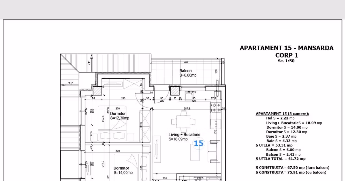 Apartament de vânzare cu 3 camere în Otopeni