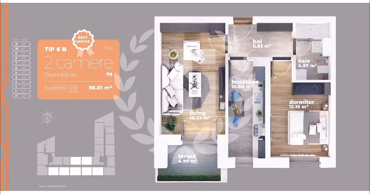 Apartament de vânzare cu 2 camere în zona Titan, Sector 3