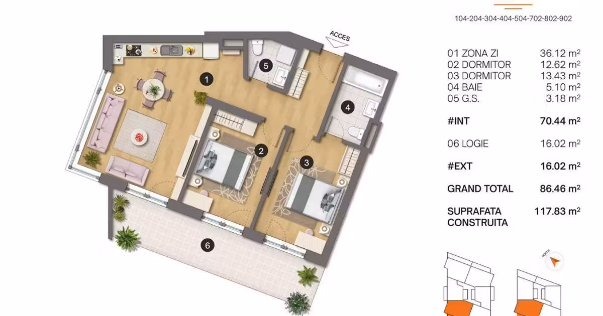 Apartament de vânzare cu 3 camere în zona Tomis Plus, Constanța