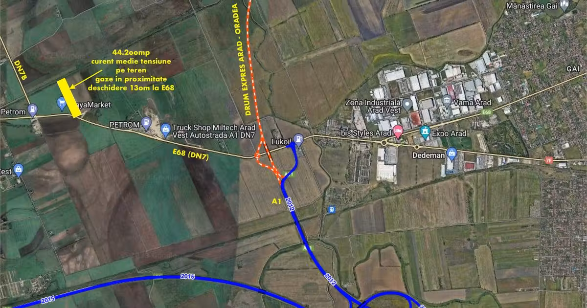Teren Construcții extravilan de vânzare de 44200 mp, în zona Vest, Arad