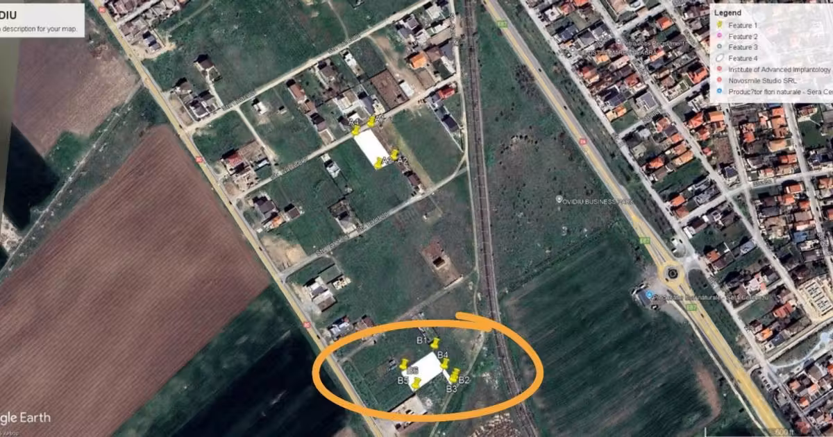 Teren Construcții intravilan de vânzare de 1184 mp, în Ovidiu