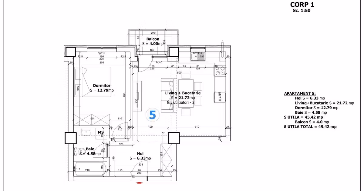 Apartament de vânzare cu 2 camere în Otopeni