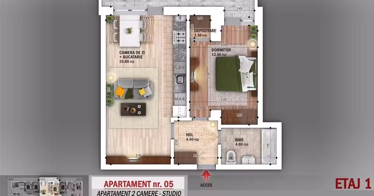 Apartament de vânzare cu 2 camere, mobilat în zona Nicolae Grigorescu, Sector 3