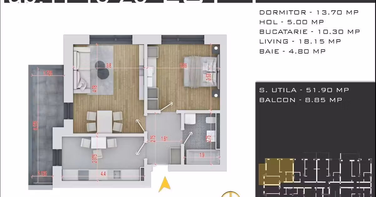 Apartament de vânzare cu 2 camere în zona Theodor Pallady, Sector 3