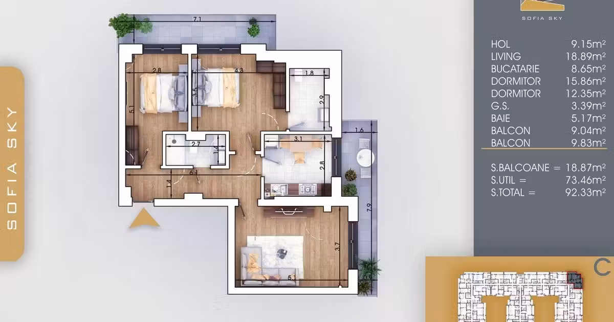 Apartament de vânzare cu 3 camere în zona Theodor Pallady, Sector 3