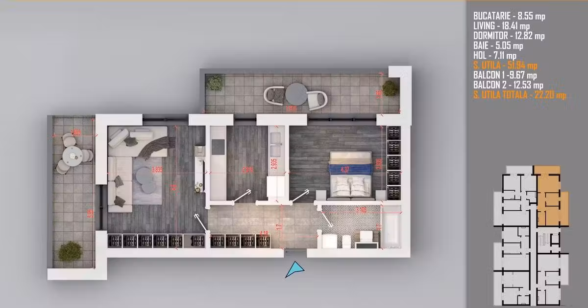 Apartament de vânzare cu 2 camere în zona Theodor Pallady, Sector 3