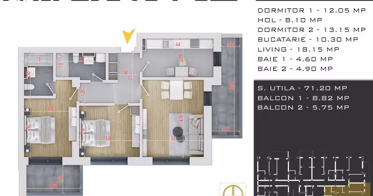 Apartament de vânzare cu 3 camere în zona Theodor Pallady, Sector 3