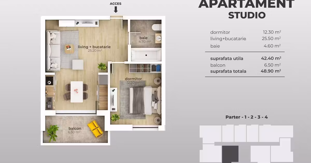 Apartament de vânzare cu 2 camere în zona Apărătorii Patriei, Sector 4
