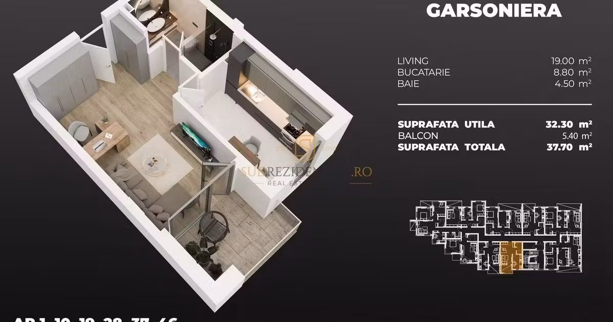 Garsonieră de vânzare în Popești-Leordeni