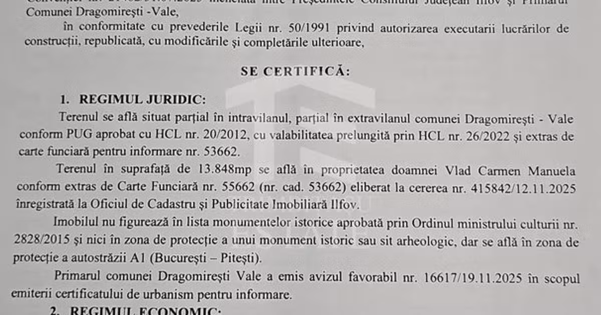 Teren agricol intravilan de vânzare de 14096 mp, în Dragomirești-Deal