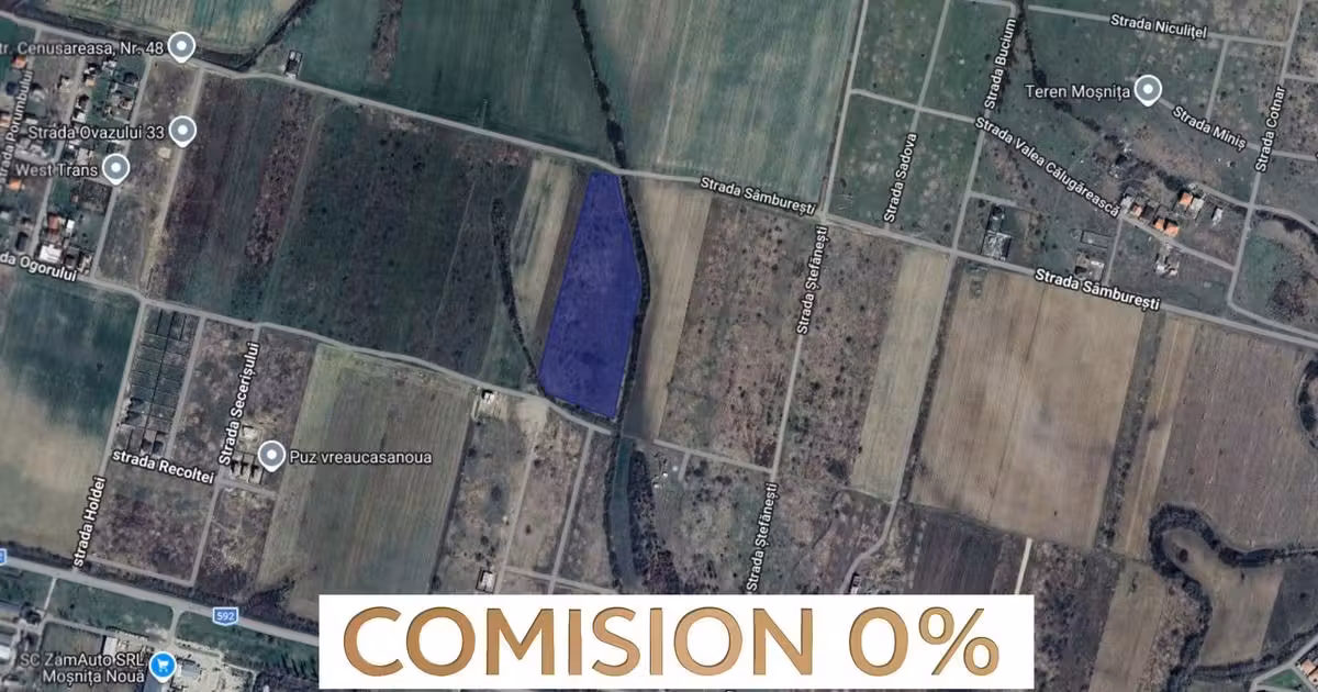 Teren Construcții intravilan de vânzare de 1014 mp, în Moșnița Nouă