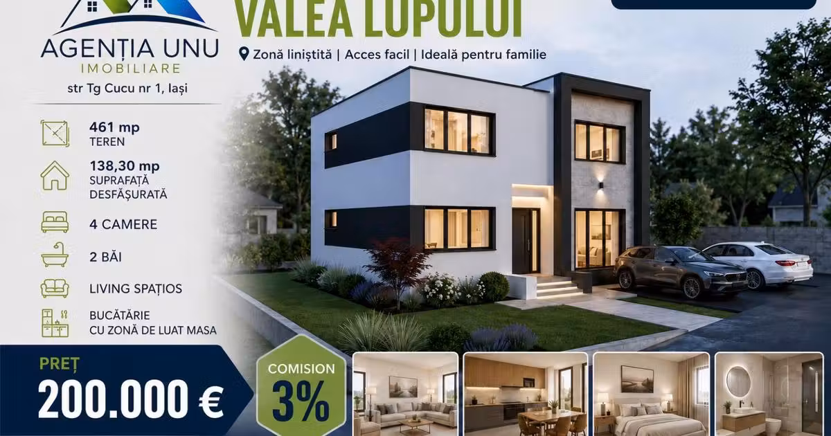 Casă individuală de vânzare cu 5 camere în Valea Lupului