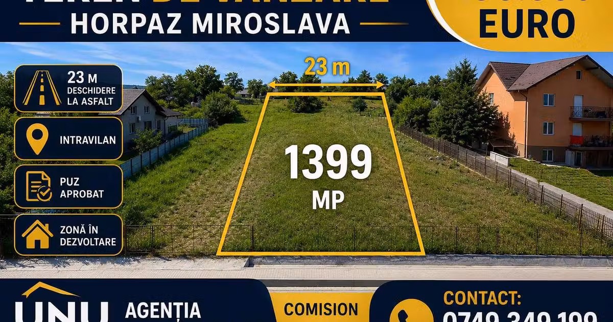 Teren Construcții intravilan de vânzare de 1399 mp, în zona Central, Iași