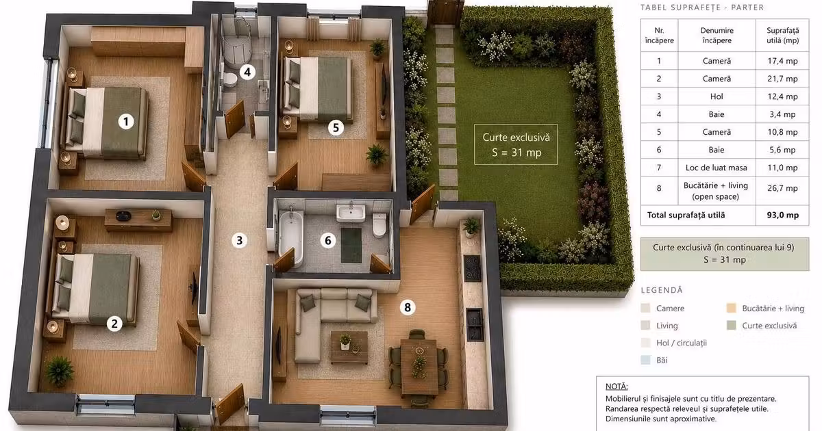 Apartament de vânzare cu 4 camere, mobilat în zona Ștrand, Sibiu