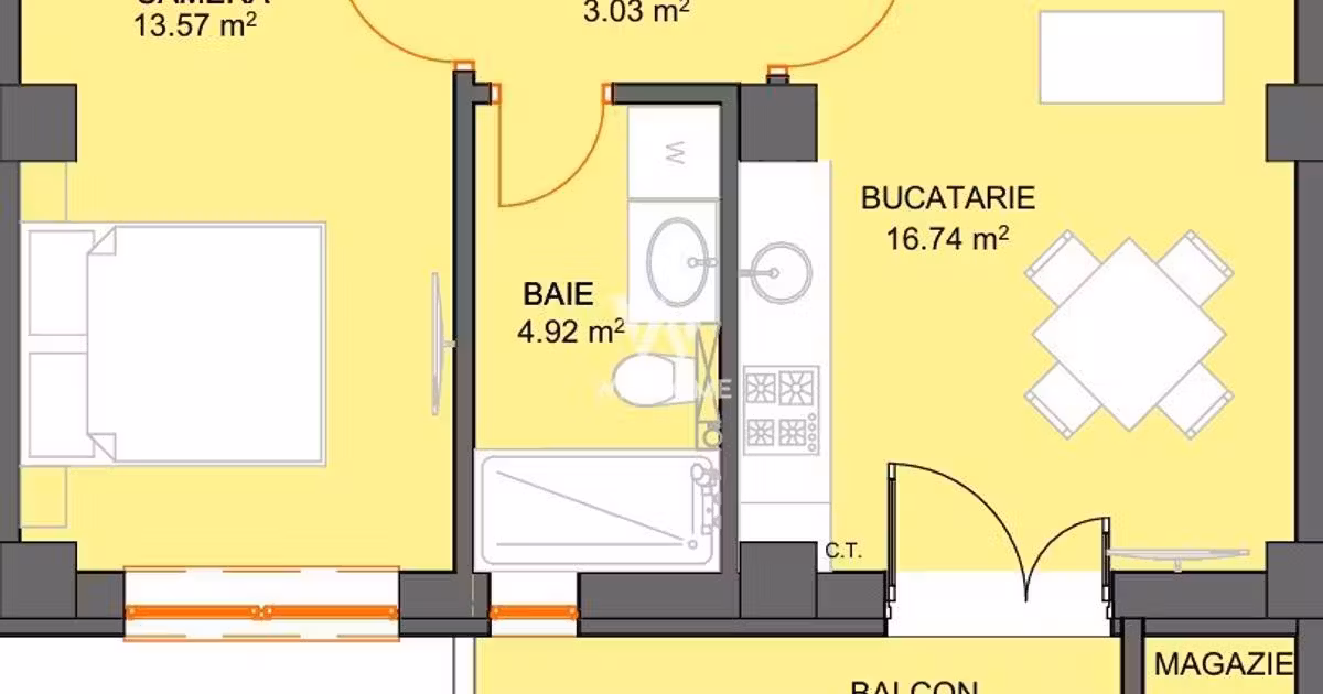 Apartament de vânzare cu 2 camere în Șelimbăr