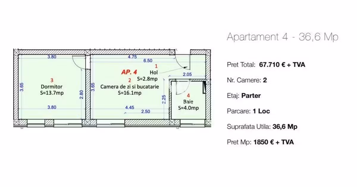 Apartament de vânzare cu 2 camere în Șelimbăr