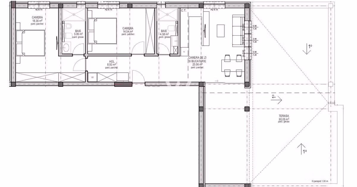 Penthouse de vânzare cu 3 camere în zona Țiglari, Sibiu