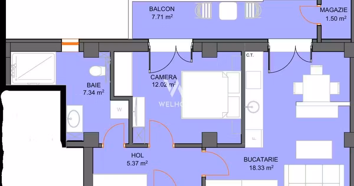 Apartament de vânzare cu 2 camere în Șelimbăr