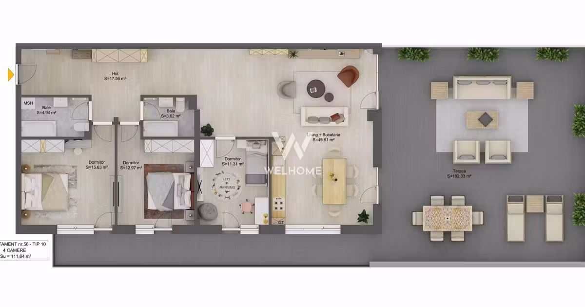 Penthouse de vânzare cu 4 camere în zona Sud, Sibiu