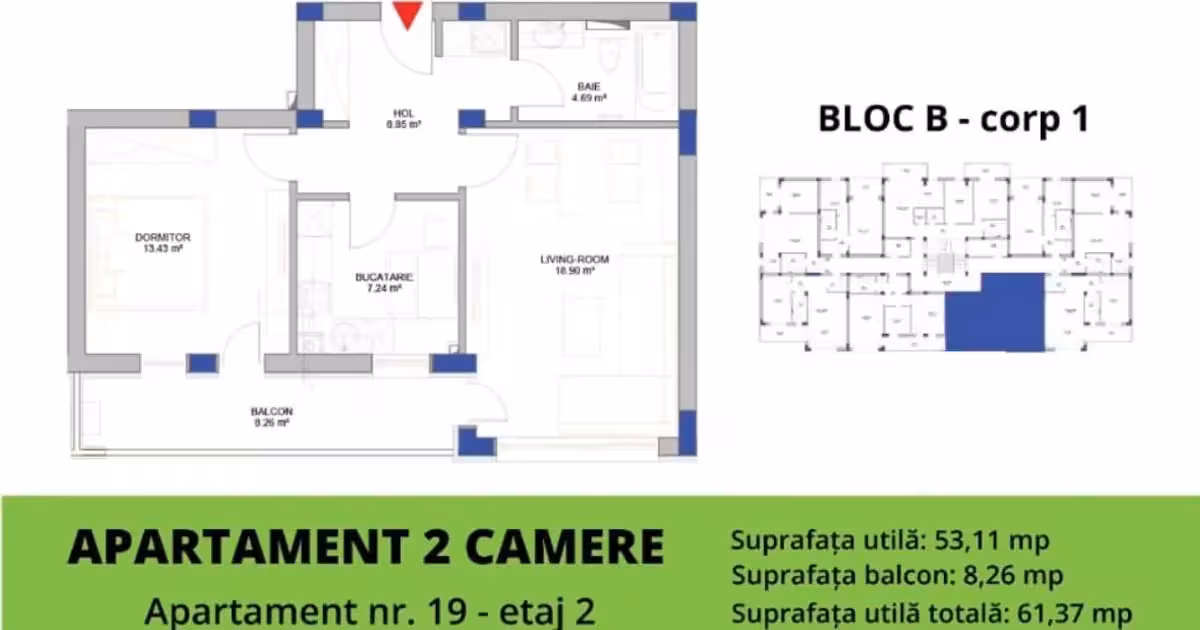 Apartament de vânzare cu 2 camere în zona Nord, Focșani