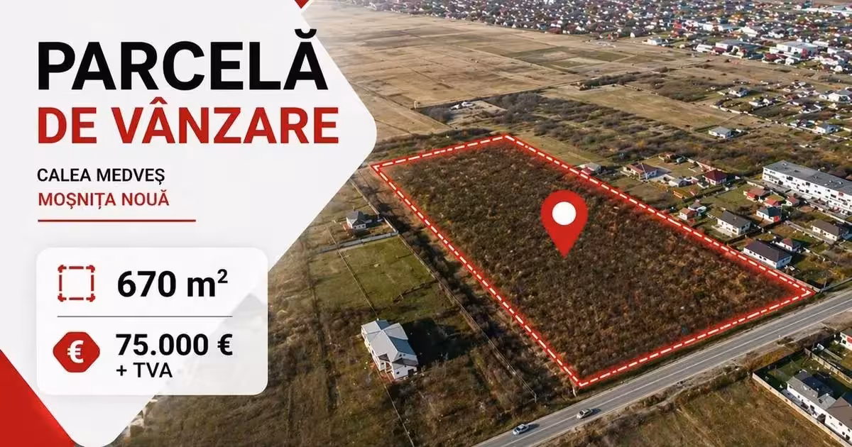 Teren Construcții intravilan de vânzare de 670 mp, în Moșnița Nouă