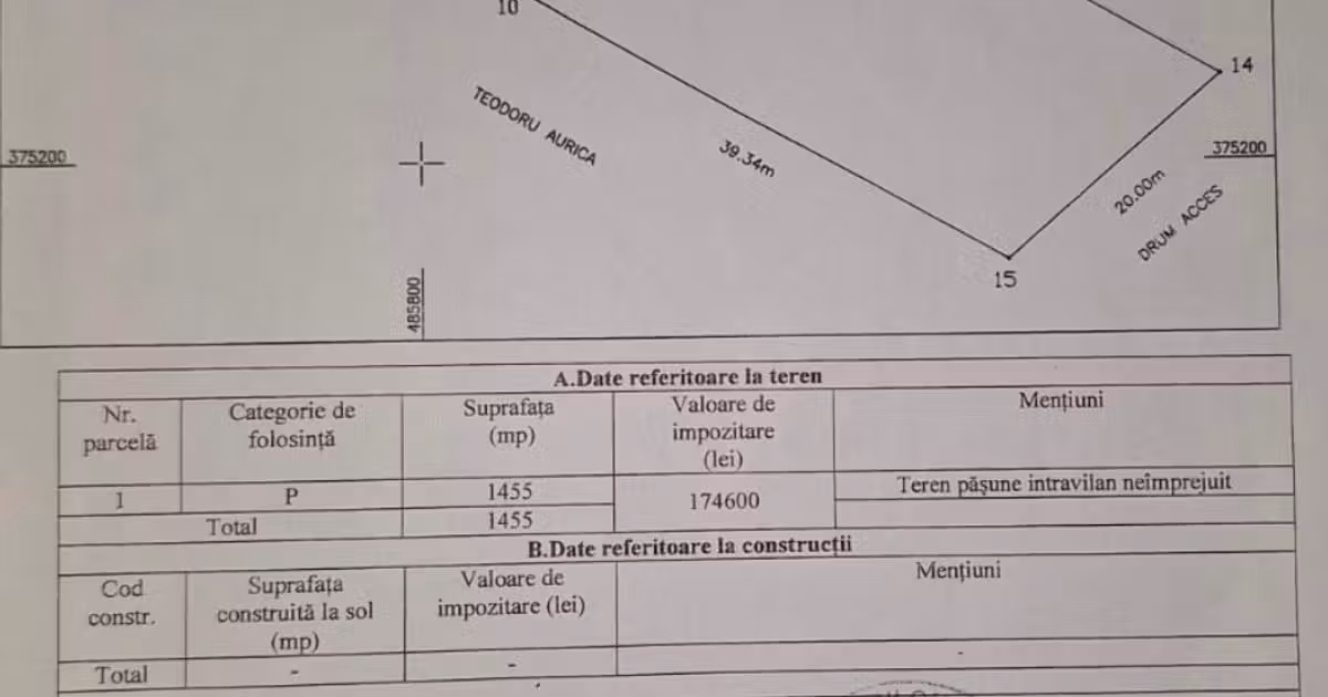 Teren Construcții intravilan de vânzare de 1445 mp, în zona Rolast, Pitești