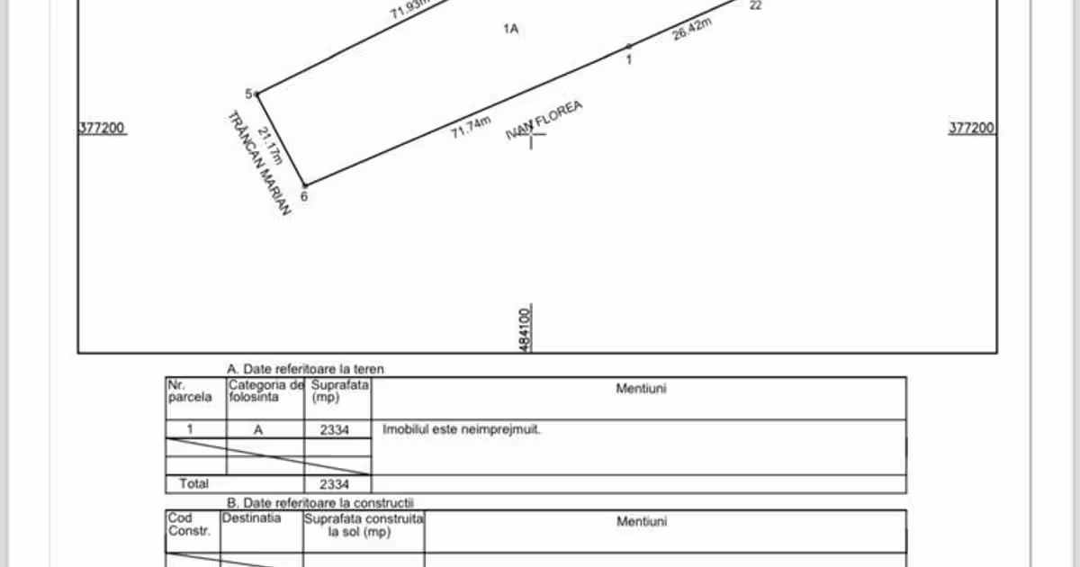 Teren Construcții intravilan de vânzare de 2334 mp, în Bascov