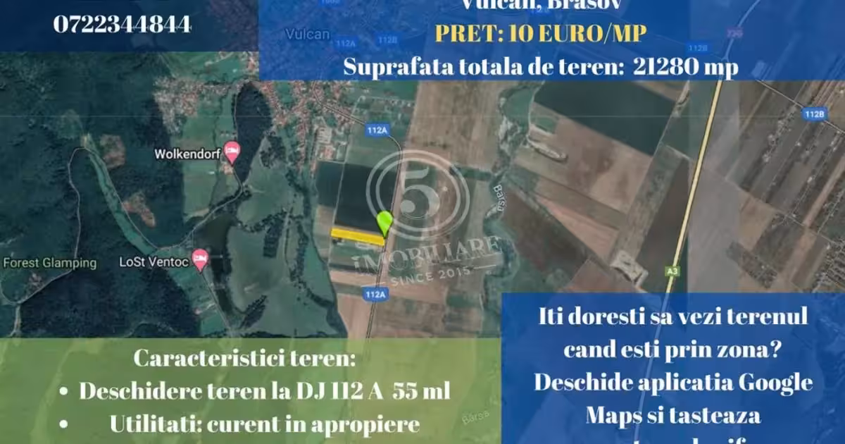 Teren Construcții extravilan de vânzare de 21280 mp, în Vulcan