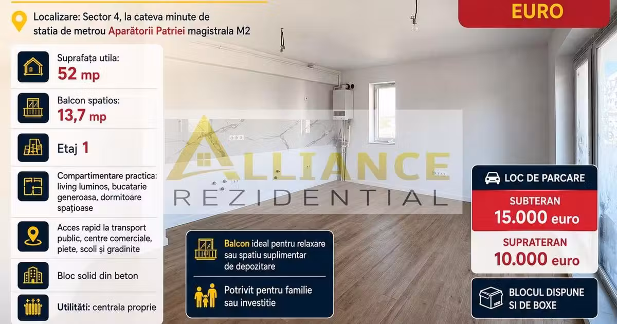 Apartament de vânzare cu 2 camere în zona Apărătorii Patriei, Sector 4