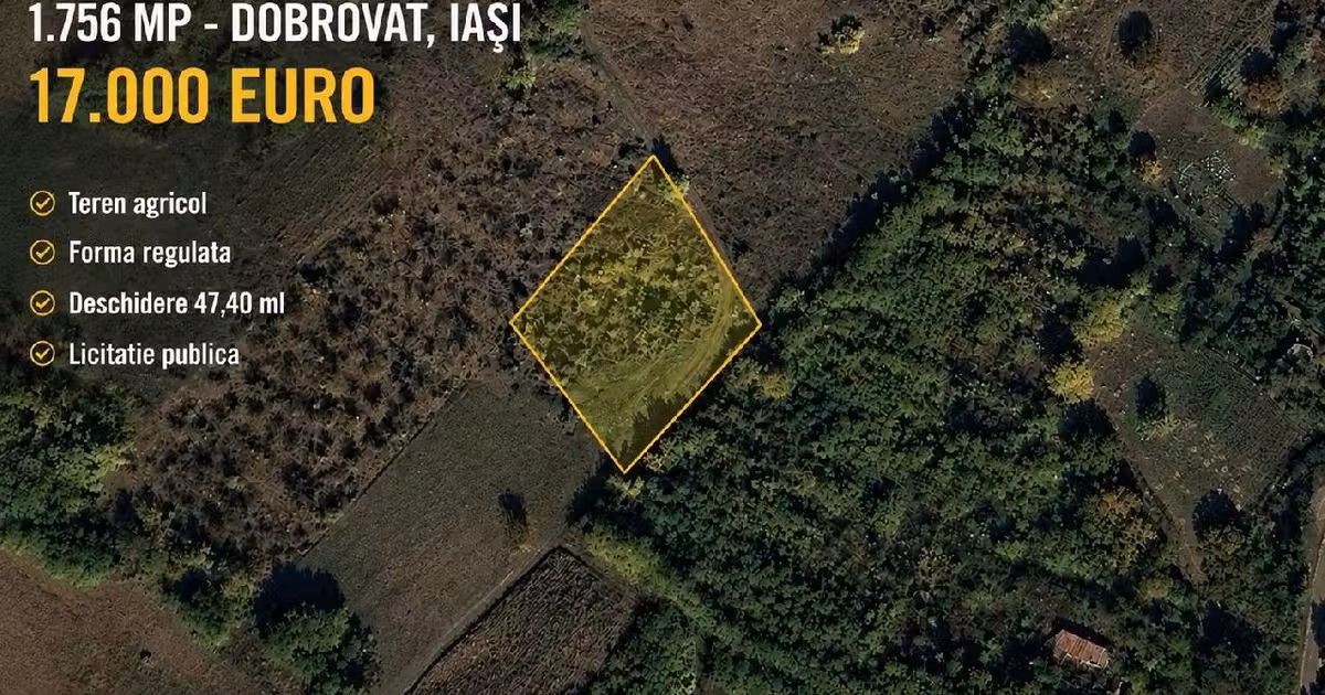Teren agricol extravilan de vânzare de 1756 mp, în Dobrovăț