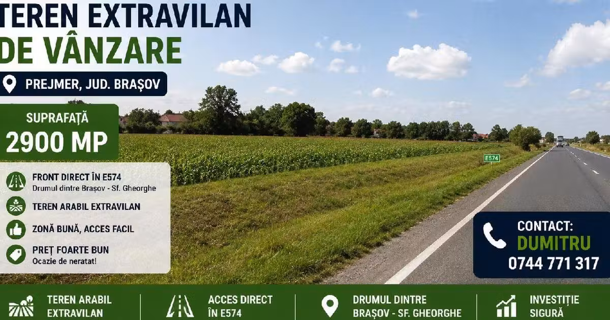 Teren agricol extravilan de vânzare de 2900 mp, în Prejmer