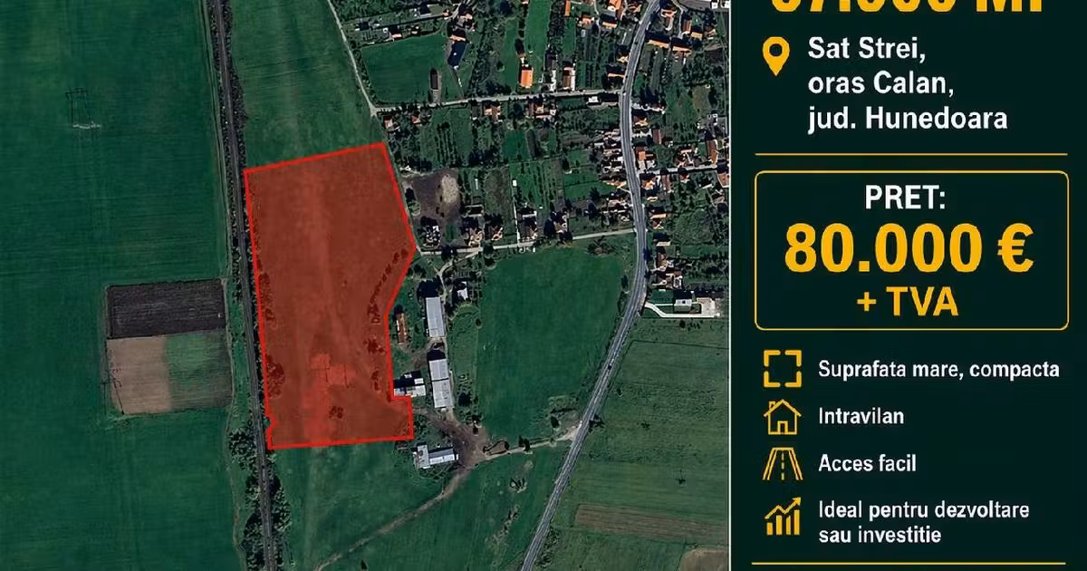 Teren agricol intravilan de vânzare de 57900 mp, în Strei